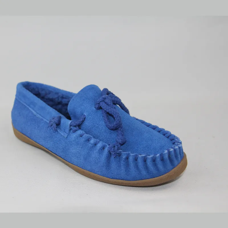 Womens cowsuede moccasin slipper colorful OEM shoes