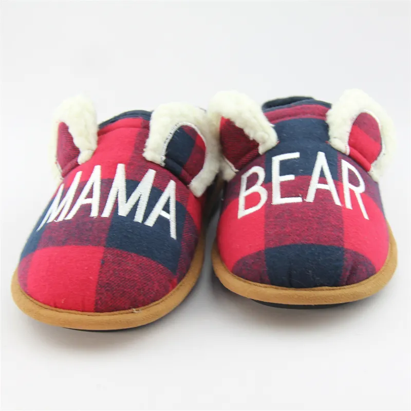 Kids cozy comfortable lil bear slippers plaid slipper