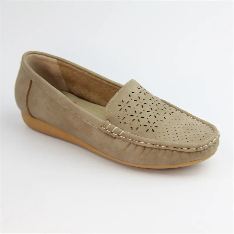 Womens comfortable leather flat loafers