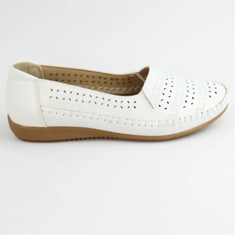 Womens Hollow Out Leather Flat Loafers