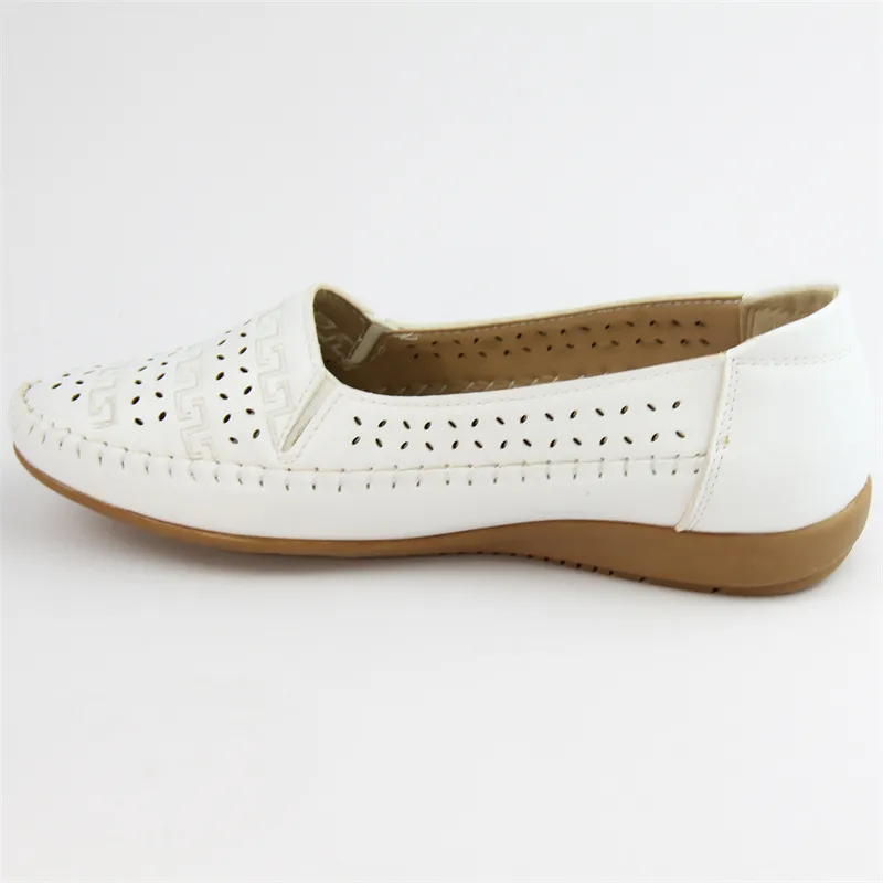 Womens Hollow Out Leather Flat Loafers