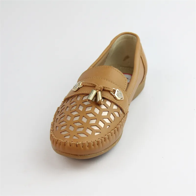 Womens leather flats comfortable round toe loafers