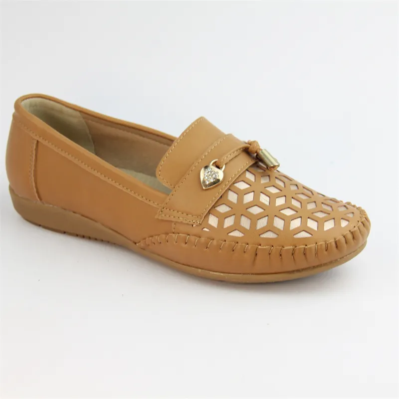 Womens leather flats comfortable round toe loafers