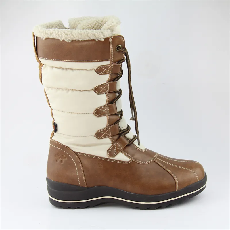 Womens Waterproof Slip on Lace-up Snow Boots