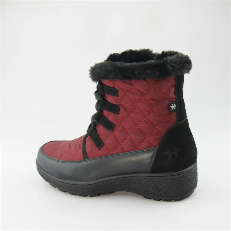 Womens Lace-up Waterproof Nylon Midcalf Snow Boots with zip