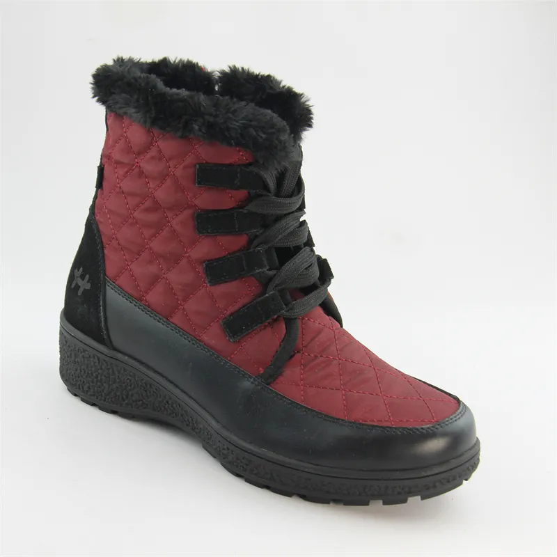 Womens Lace-up Waterproof Nylon Midcalf Snow Boots with zip