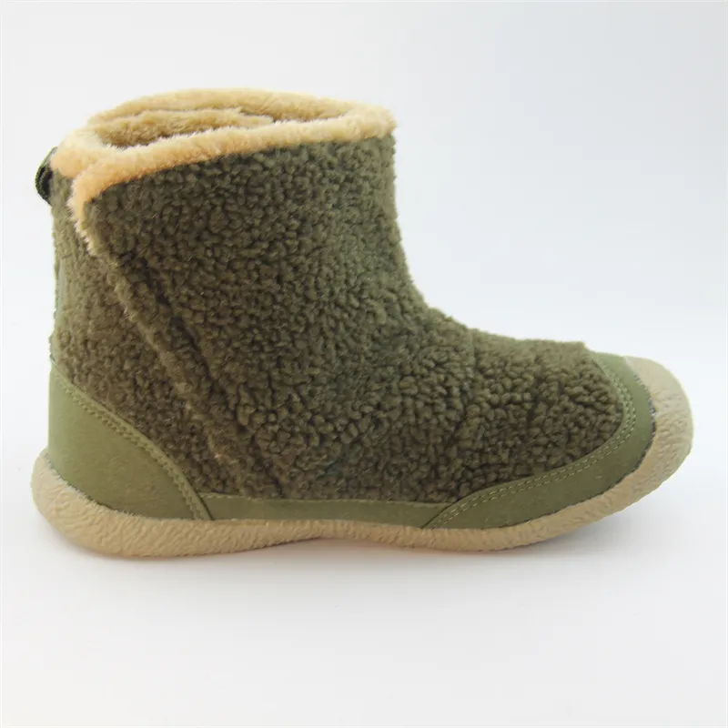 womens sherpa bootie slippers with anti-skid Rubber sole