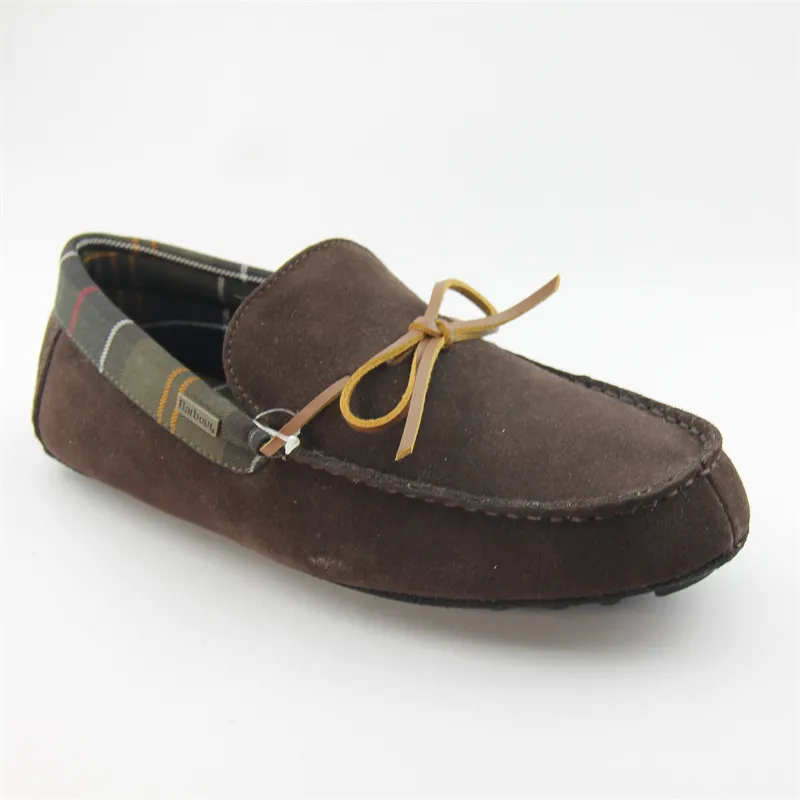 Mens moccasin slippers slip-on shoes With leather Lace Tied