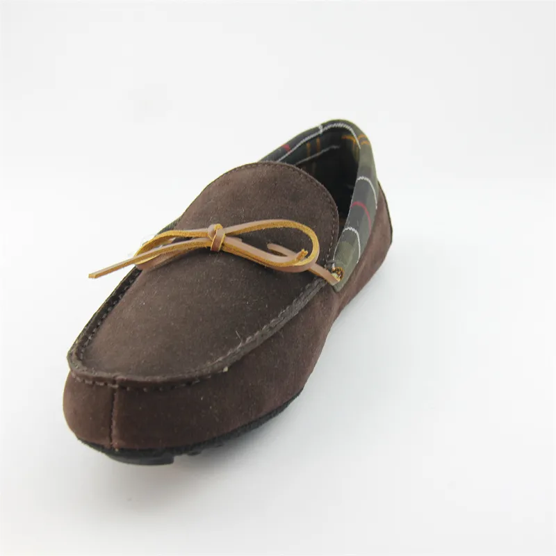 Mens moccasin slippers slip-on shoes With leather Lace Tied