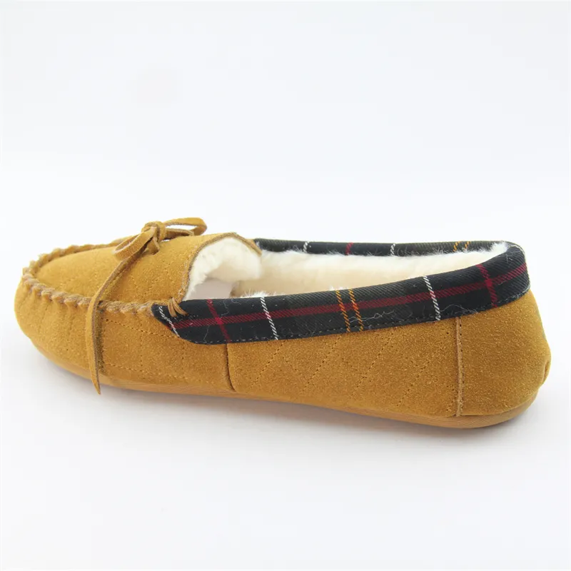 Womens suede moccasin slippers slip-on flat shoes