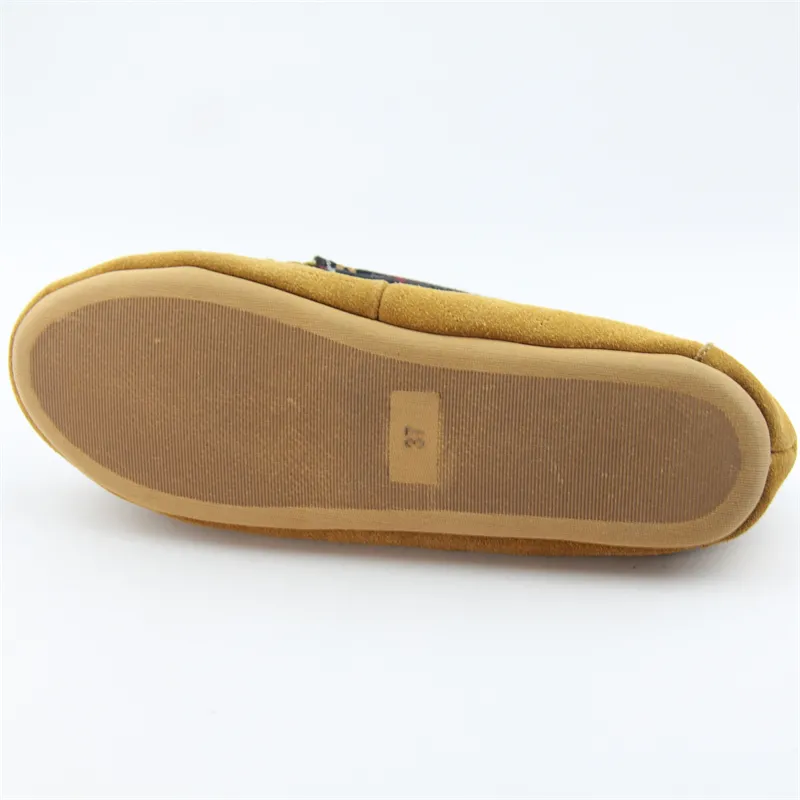 Womens suede moccasin slippers slip-on flat shoes