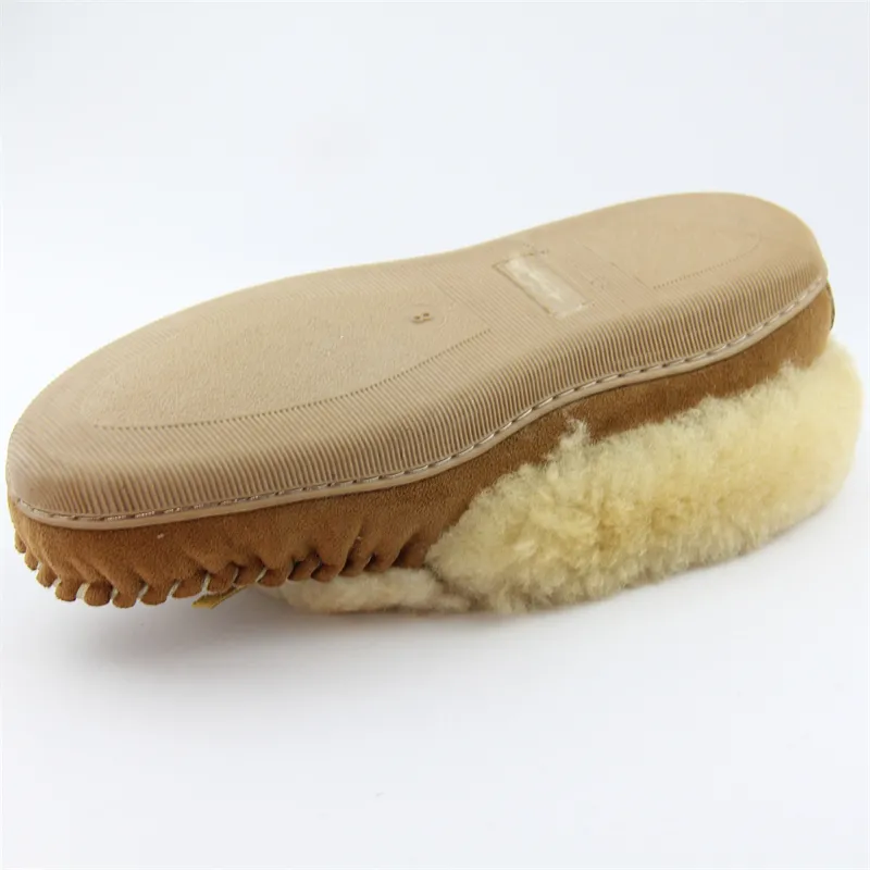 Womens sheepskin double face shearling moccsin slippers