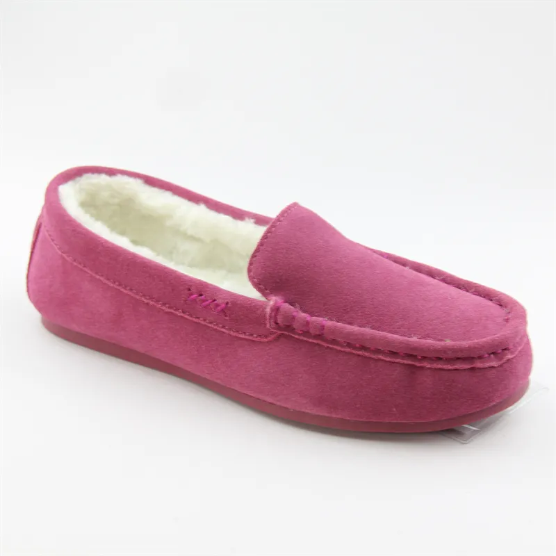 Womens suede vetetian moccasin slippers slip-on loafer slippers