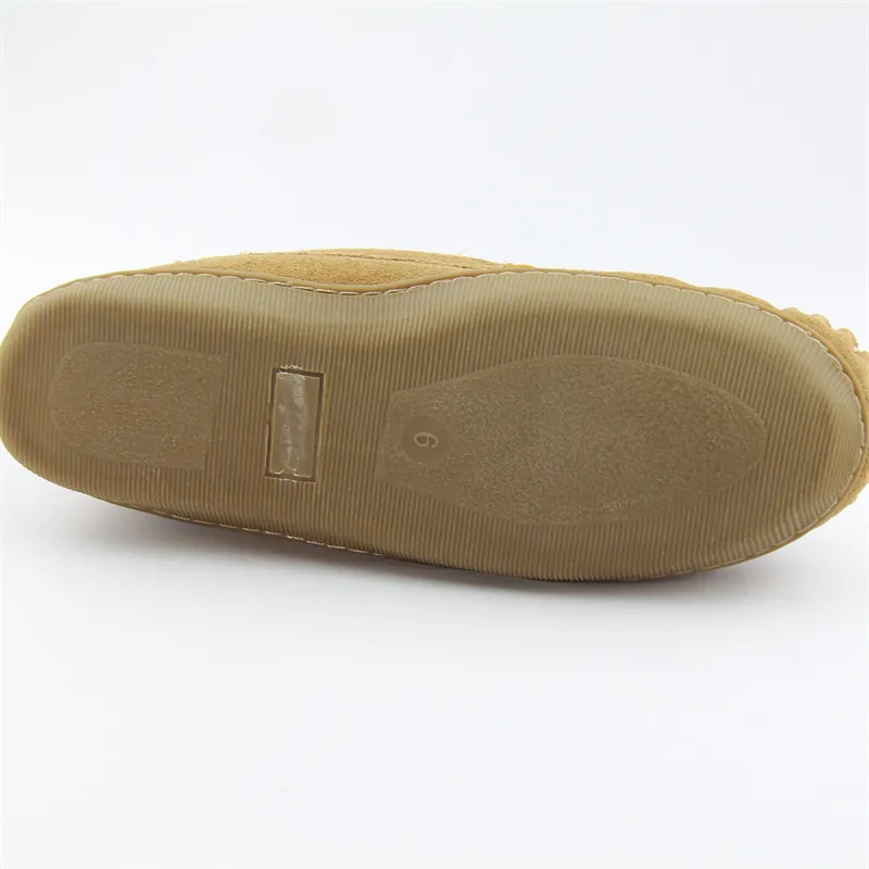 unisex cow suede moccasin slippers with shearling lining