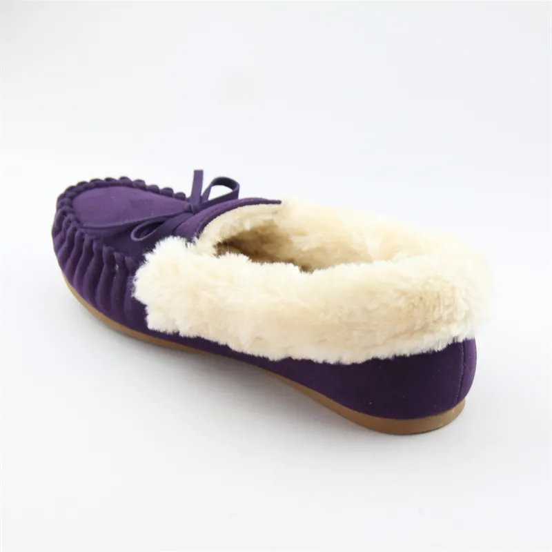 Womens microsuede moccasin slippers Flats slip-on shoes