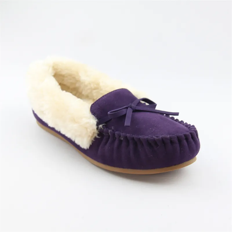 Womens microsuede moccasin slippers Flats slip-on shoes