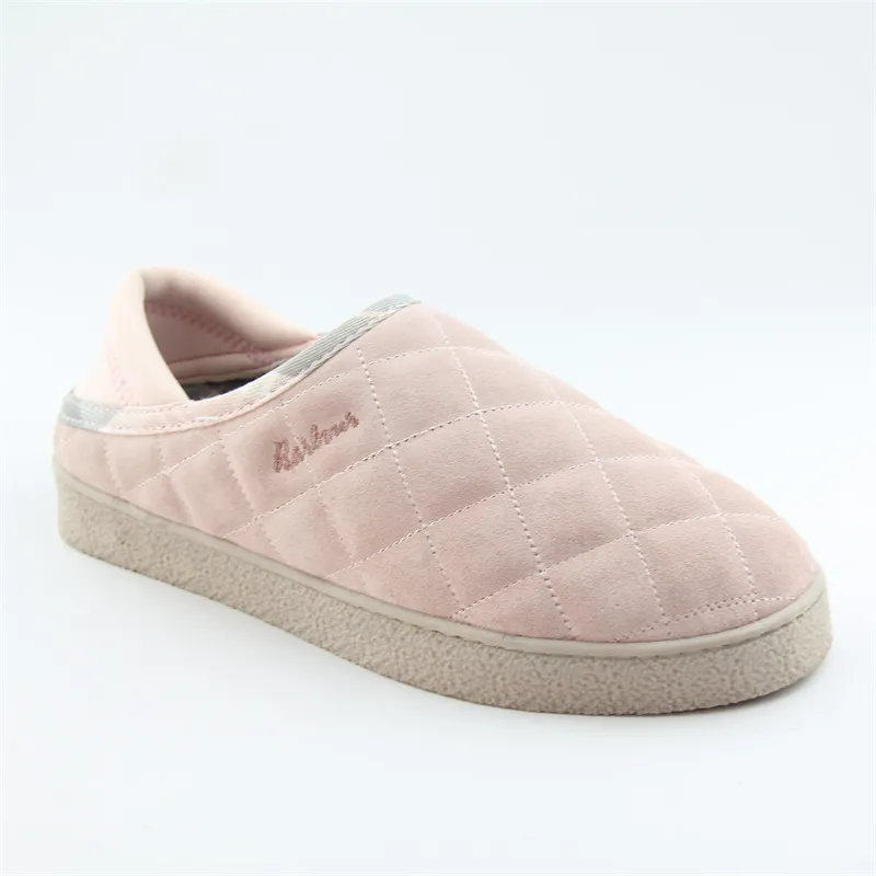 Unisex Quilt Leather Slippers with Fold Down Back