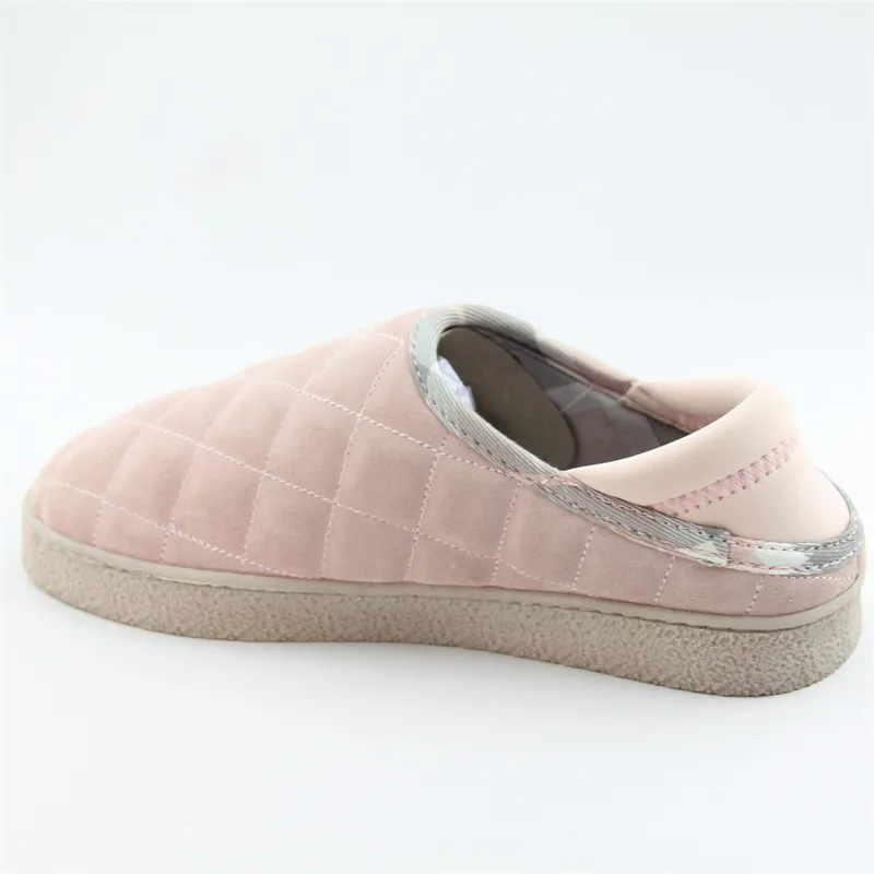 Unisex Quilt Leather Slippers with Fold Down Back