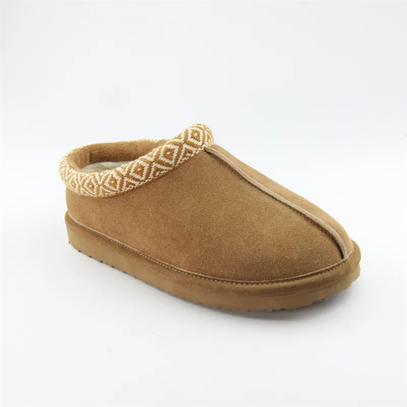 Unisex Suede Leather Slippers Cozy  Clog Slip-on Shoes