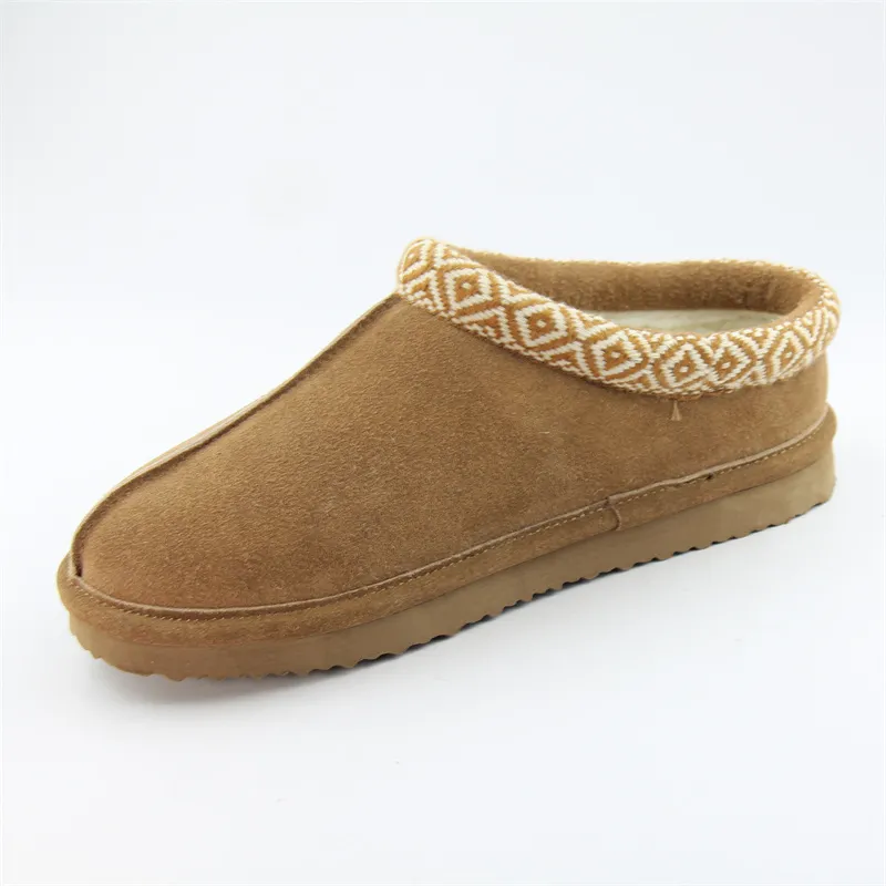 Unisex Suede Leather Slippers Cozy  Clog Slip-on Shoes