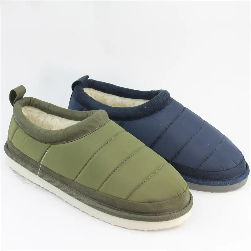 Men's Quilt Puffer Nylon Slippers with low back clogs