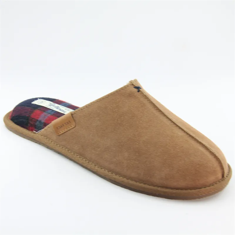 High quality Men's Leather scuff Slippers indoor slippers