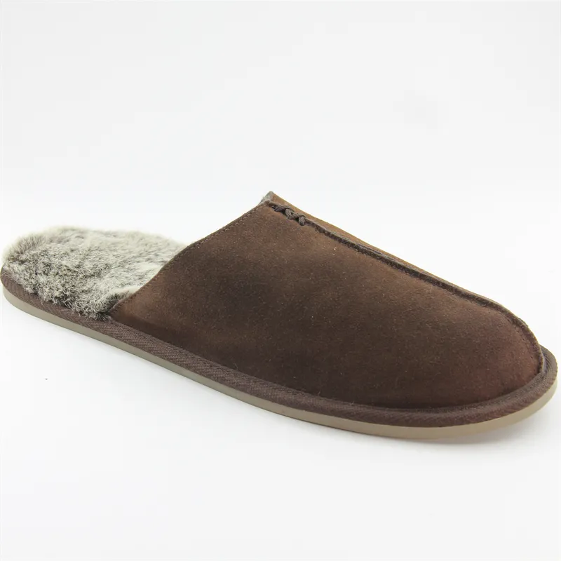 High quality Men's Leather scuff Slippers indoor slippers