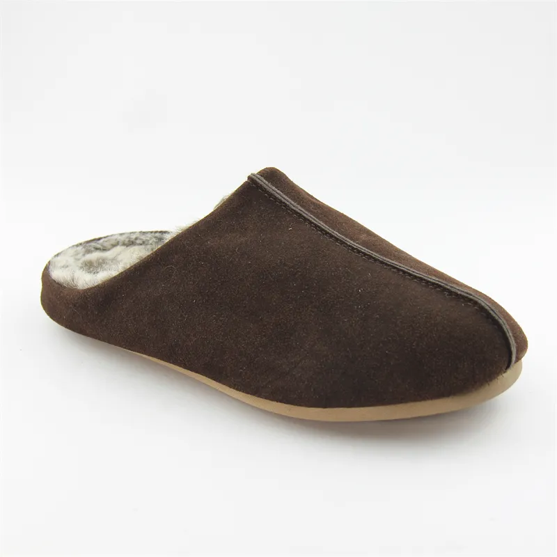 Men's suede Leather Clog Slippers with Anti-slip outsole