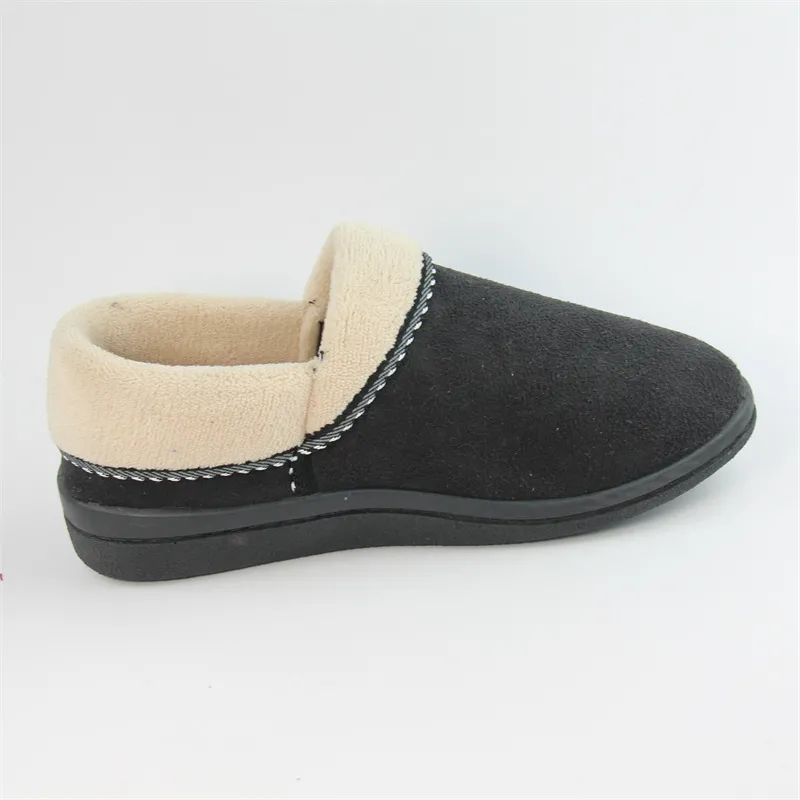 Womens microsuede cozy Casual Slippers with Fold Down fur lined collar