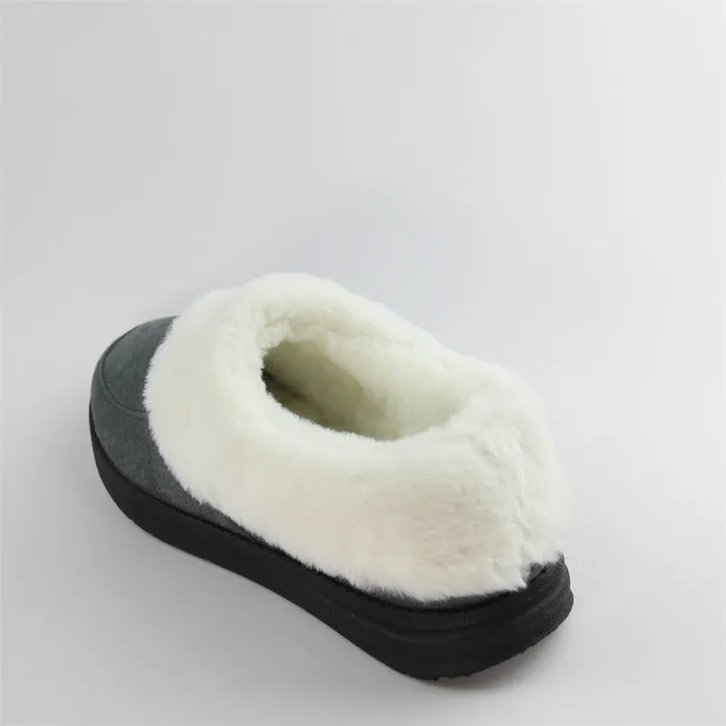 Womens microsuede cozy Casual Slippers with Fold Down fur lined collar