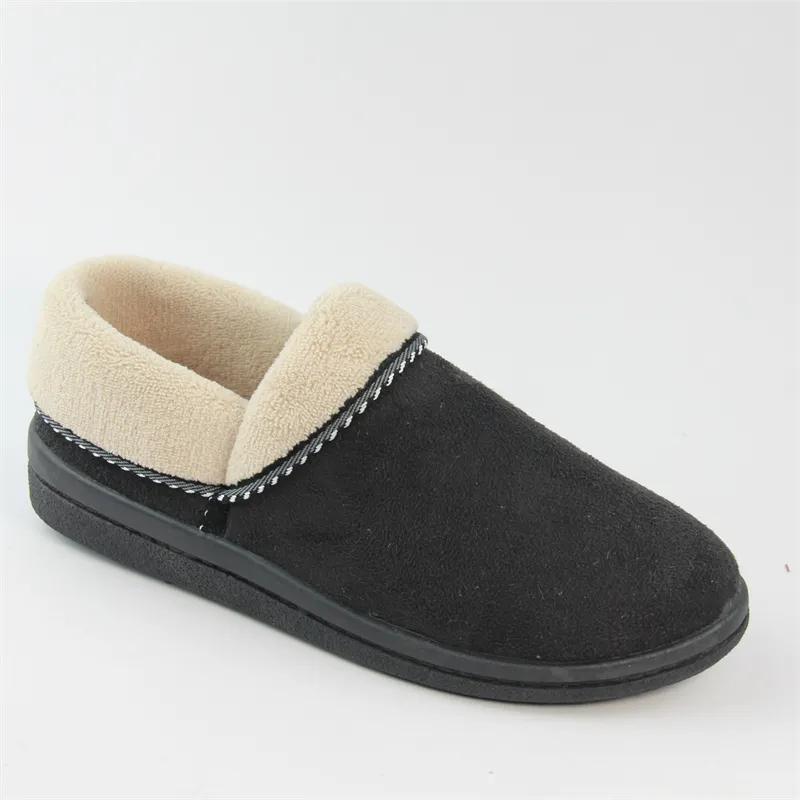 Womens microsuede cozy Casual Slippers with Fold Down fur lined collar