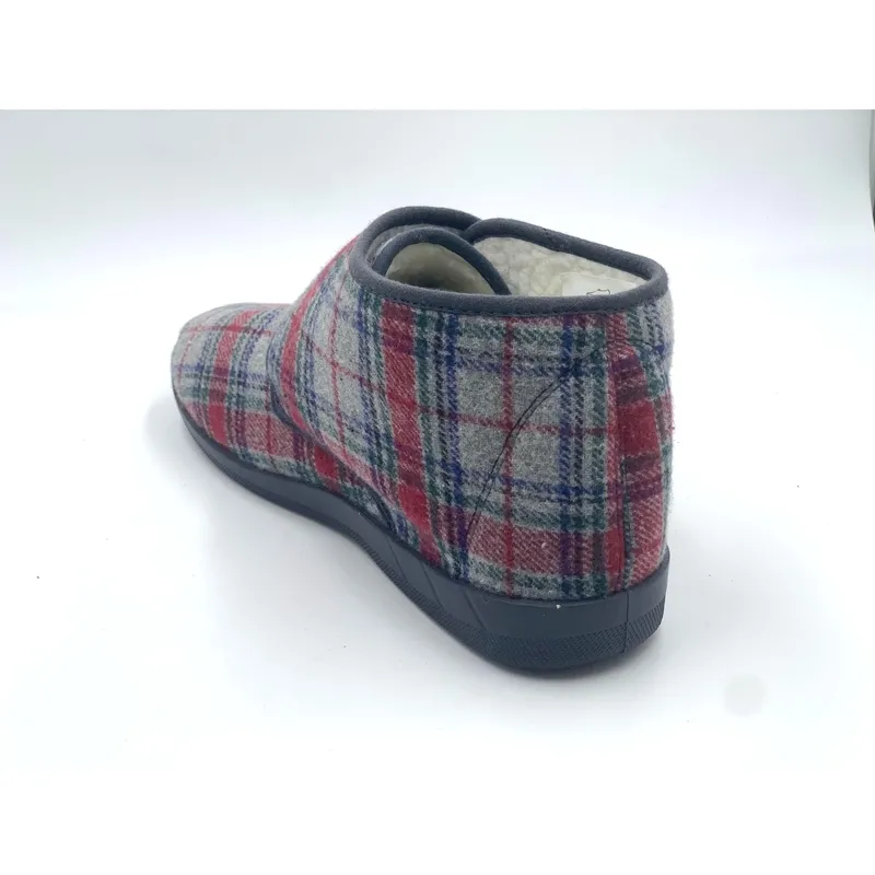 Mens Wide fit Touch Fasten slippers boots  plaid casual ankle boots