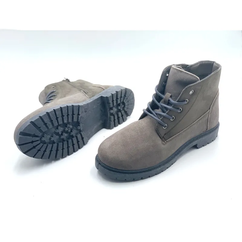 Mens Suede leather lace-up boots with injection lugged sole