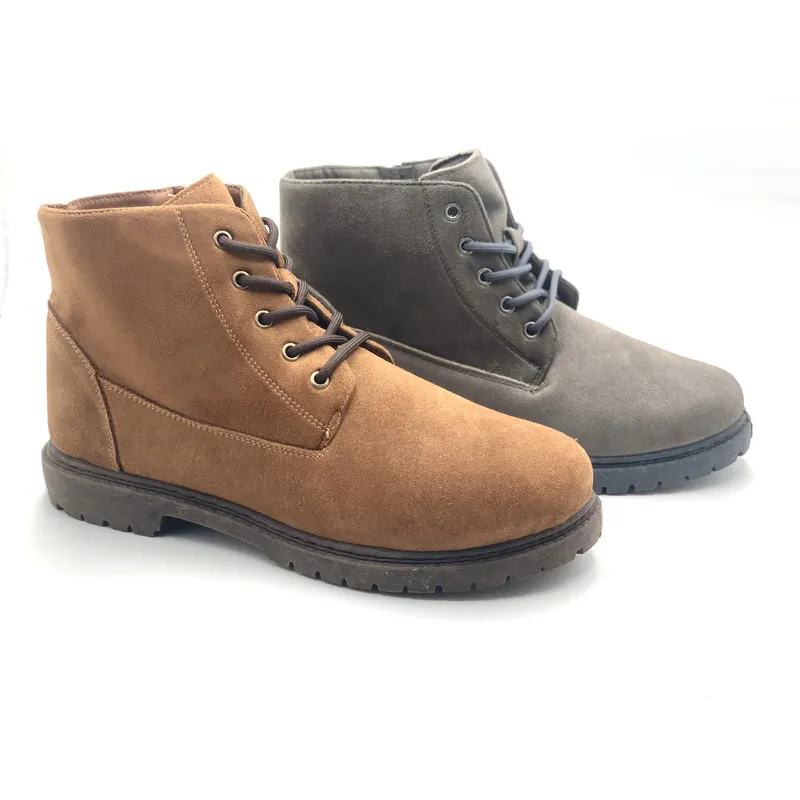 Mens Suede leather lace-up boots with injection lugged sole