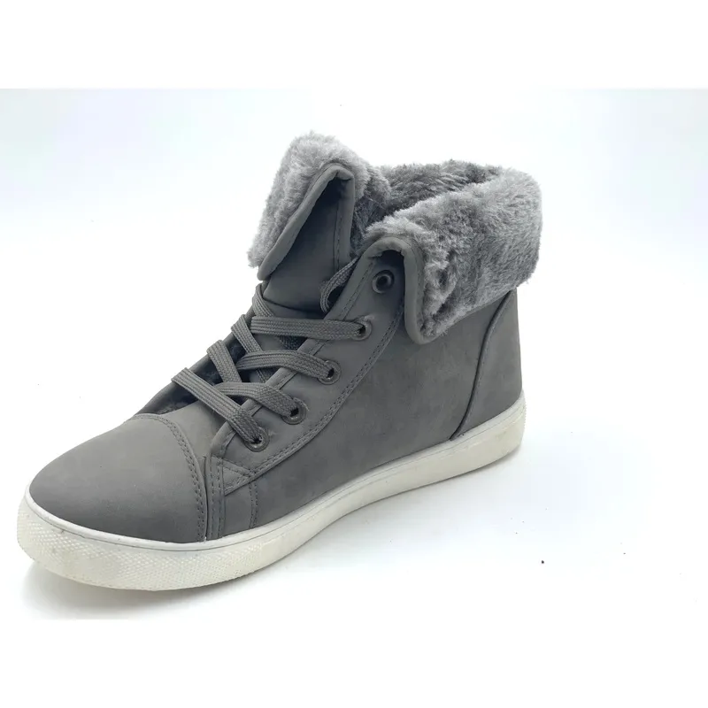 Mens faux fur lined Lace-up casual flat ankle Boots