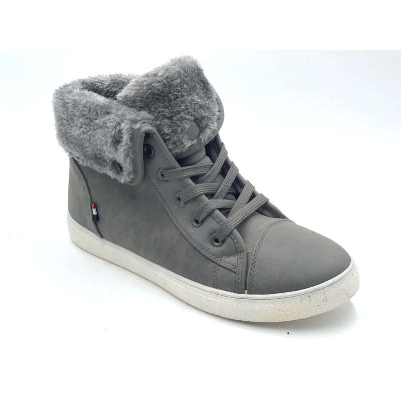 Mens faux fur lined Lace-up casual flat ankle Boots