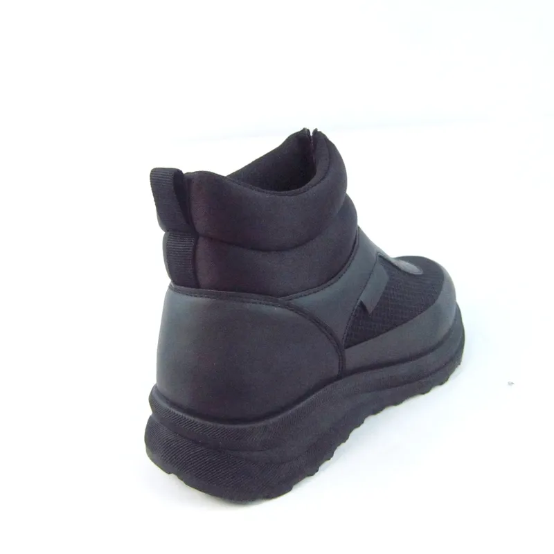 Womens Insulated Black Snow Boots Ankle Boots with Front Zip