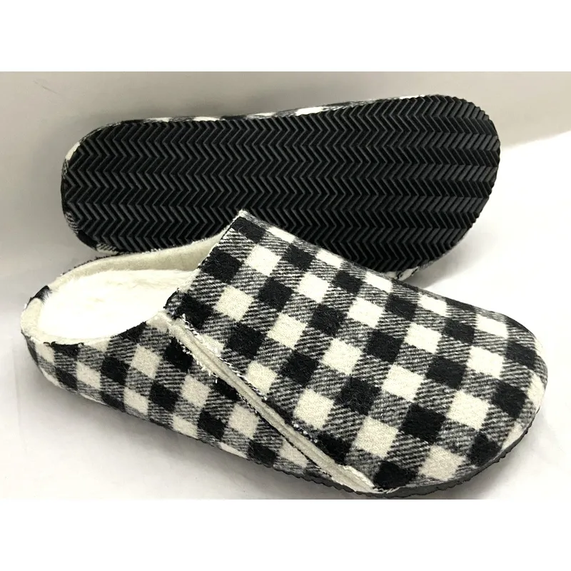 Womens plaid clog Slipper comfort slide indoor shoes