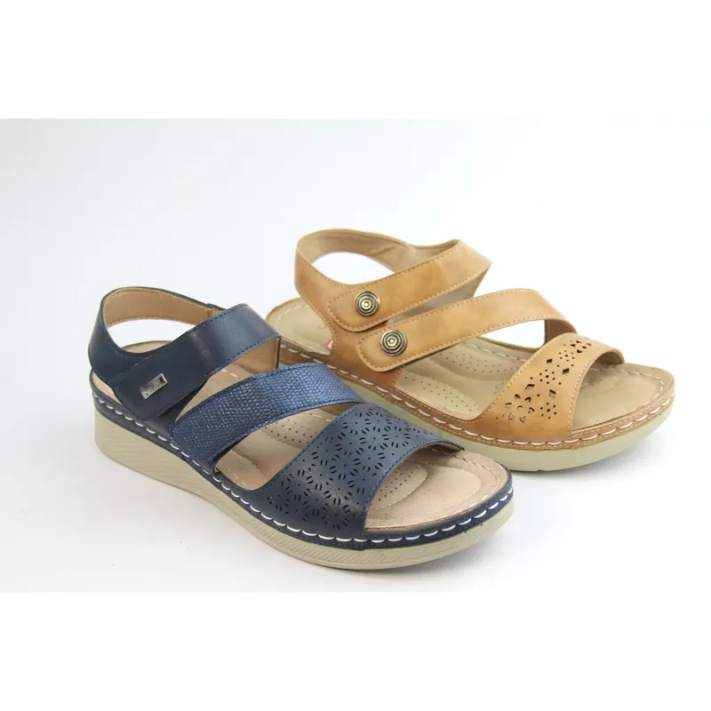 Womens sandals ankle strappy man made leather slip on sandals