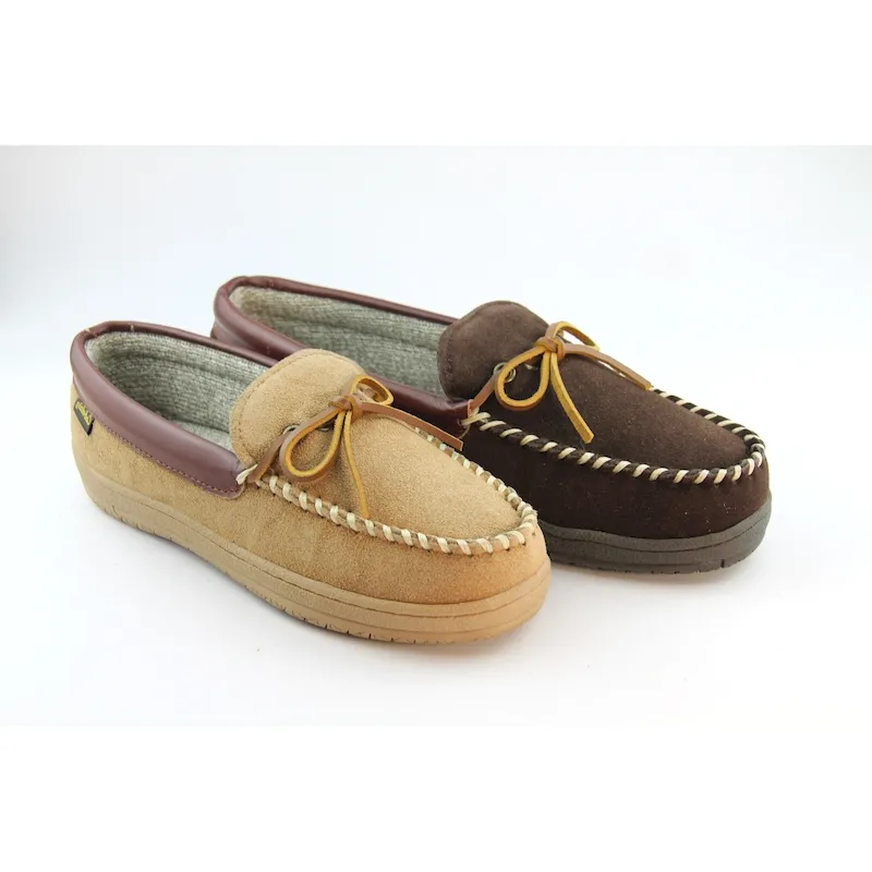 Classic Mens suede moccasin slippers with lace tied