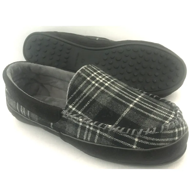 Men's Winter House slippers Plaid moccasin