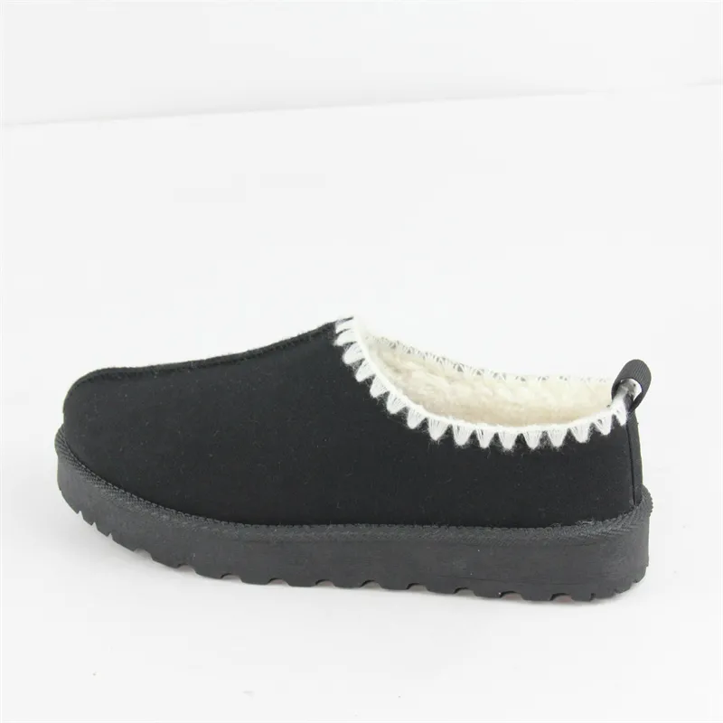 Womens cowsuede winter cozy clog with heel tab