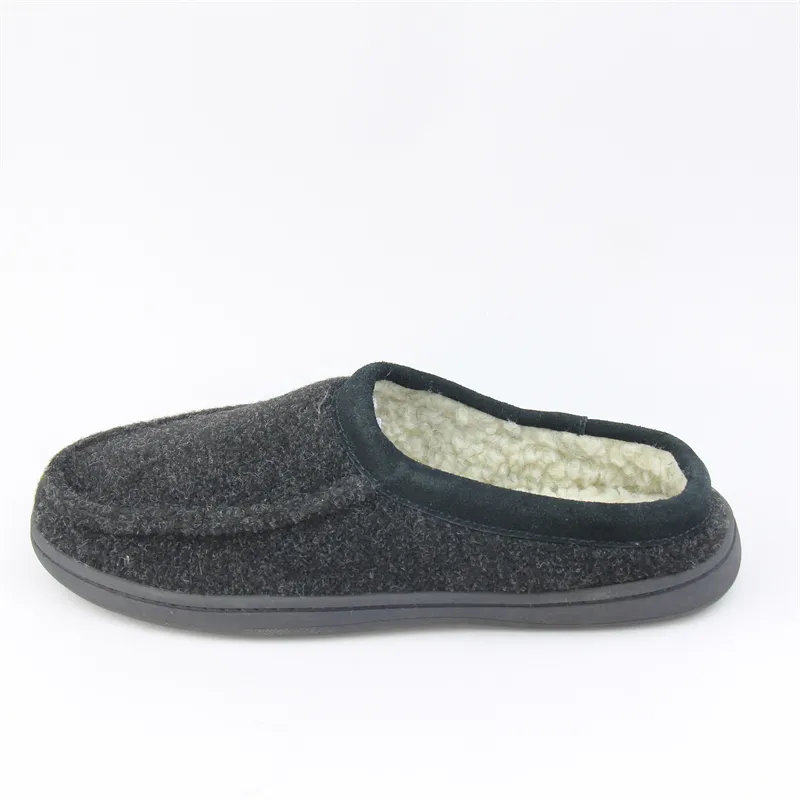 Mens felt colog Slippers with sherpa lined Slip-on Shoes