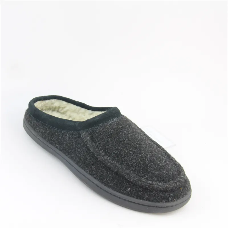 Mens felt colog Slippers with sherpa lined Slip-on Shoes