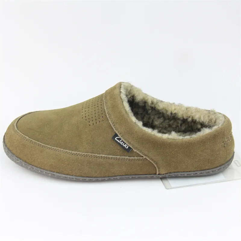 Men's Cozy Open Back Suede Clog Slippers with suede holes on vamp