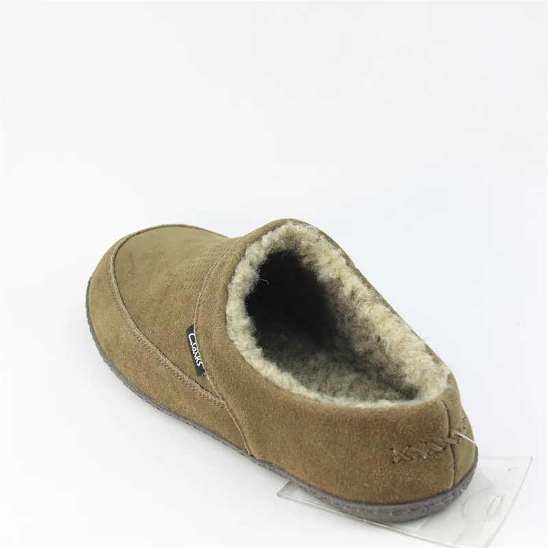 Men's Cozy Open Back Suede Clog Slippers with suede holes on vamp