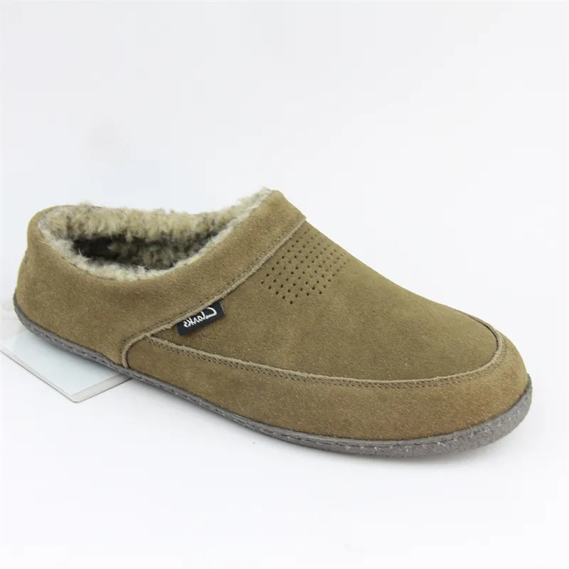 Men's Cozy Open Back Suede Clog Slippers with suede holes on vamp