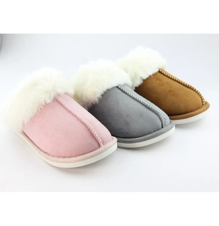 Women's Winter Warm Slipper Fuax Fur Slip-on suede House slippers