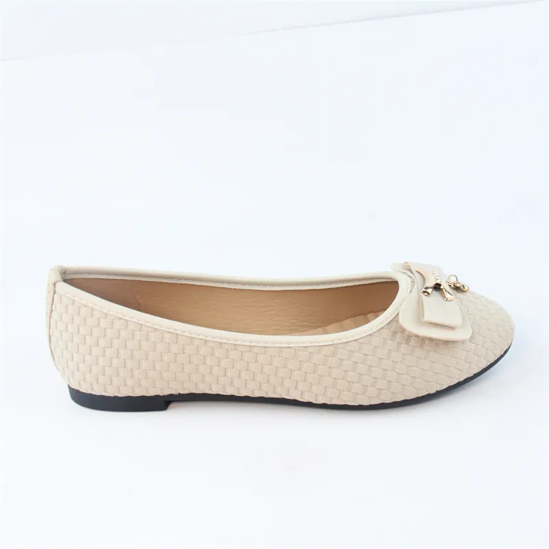 Women's Micro fibre Ballerina Flats with Embroidary Pattern and Low heel Slip On Flats loafers