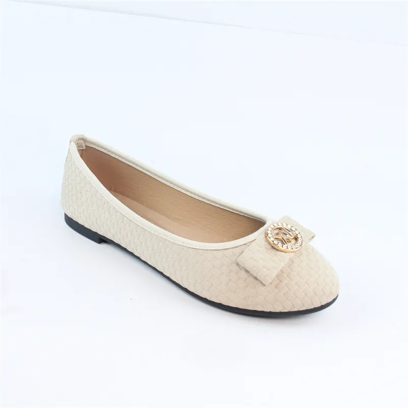 Women's Micro fibre Ballerina Flats with Embroidary Pattern and Low heel Slip On Flats loafers